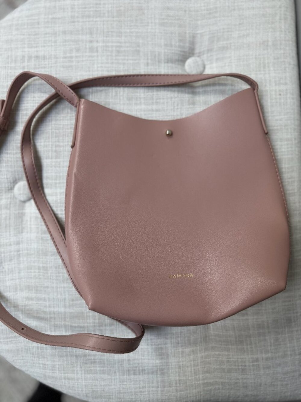 Peony pink Crossbody Vegan Leather Bucket Bag by Samara